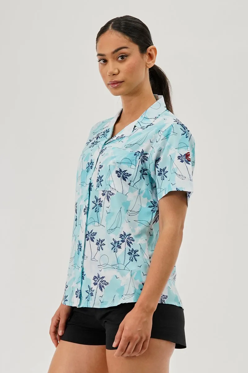 Canada Weather Gear Printed Short Sleeve Button Up Shirt - Aqua sold by Fairweather product image thumbnail 2