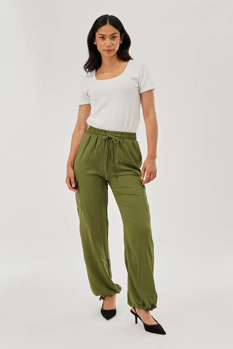 Stylexchange Vintage Drawstring Cargo Pants - Olive sold by Fairweather product image thumbnail 5