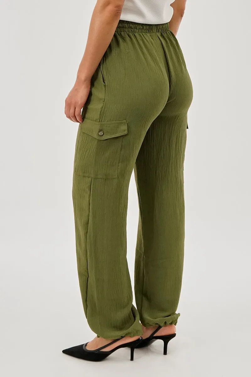 Stylexchange Vintage Drawstring Cargo Pants - Olive sold by Fairweather product image thumbnail 3