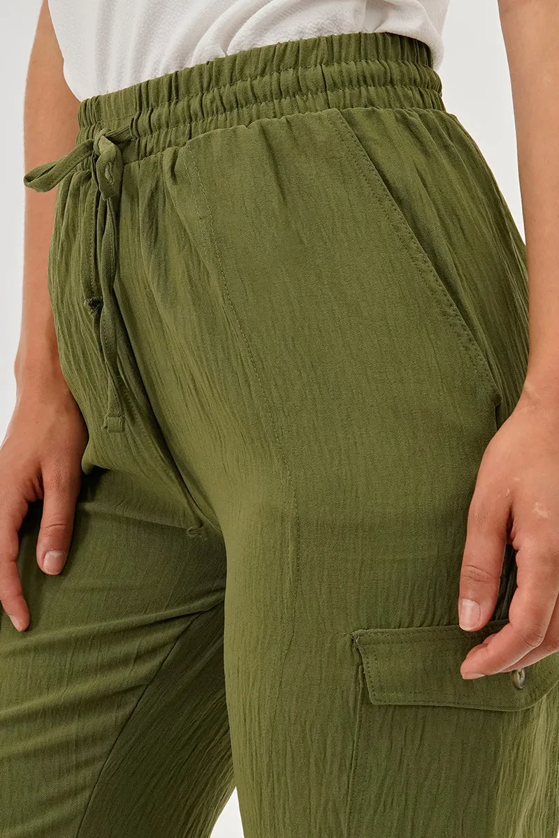 Stylexchange Vintage Drawstring Cargo Pants - Olive sold by Fairweather product image thumbnail 4