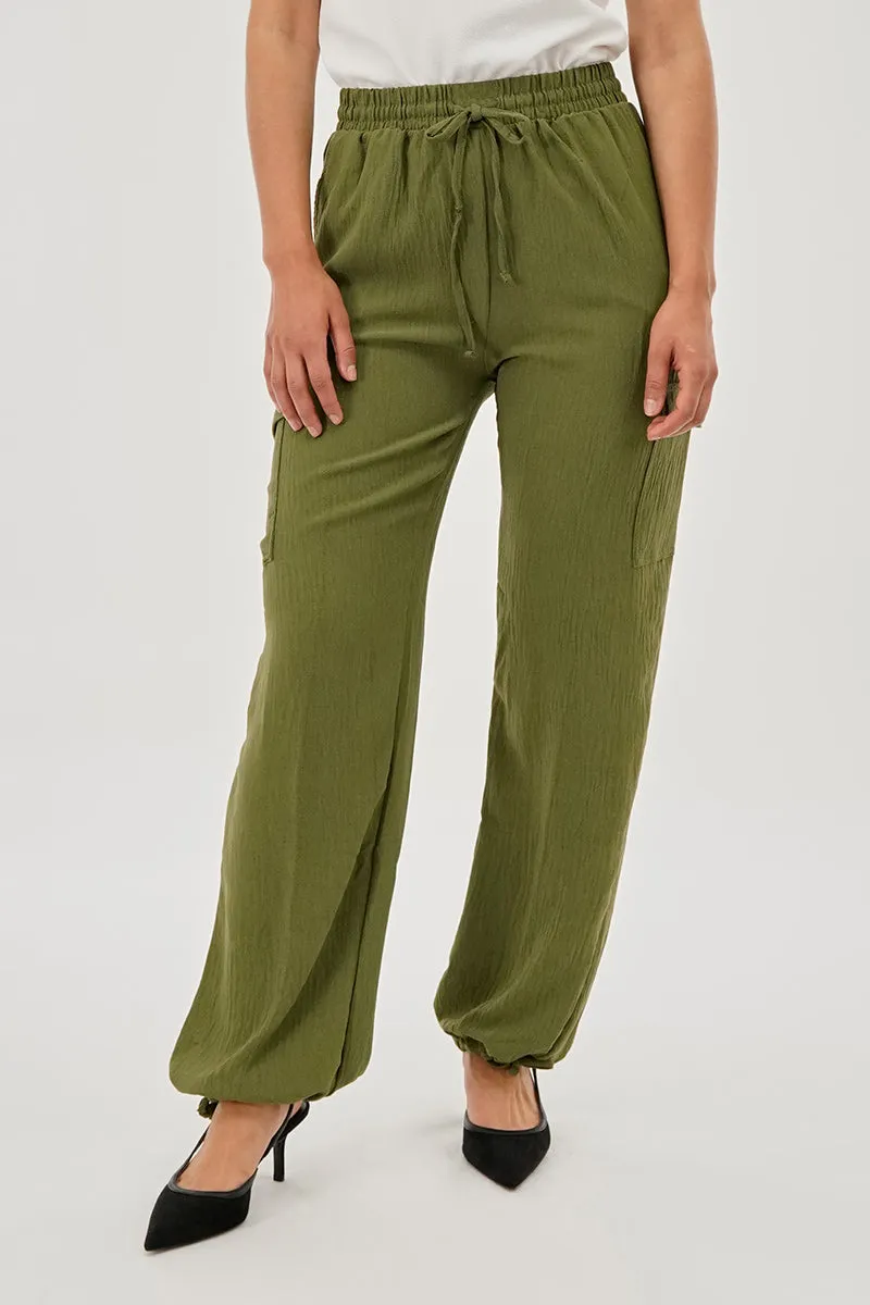 Stylexchange Vintage Drawstring Cargo Pants - Olive sold by Fairweather