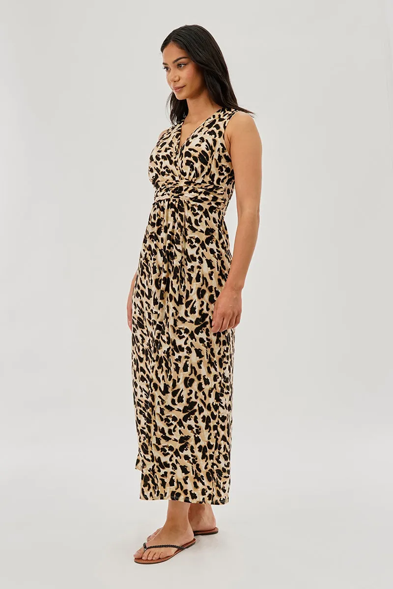 Beechers Brook Leopard Print V-Neck Maxi Dress - Beige sold by Fairweather product image thumbnail 2