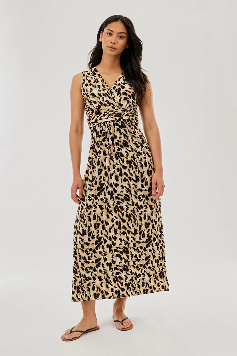 Beechers Brook Leopard Print V-Neck Maxi Dress - Beige sold by Fairweather product image thumbnail 5