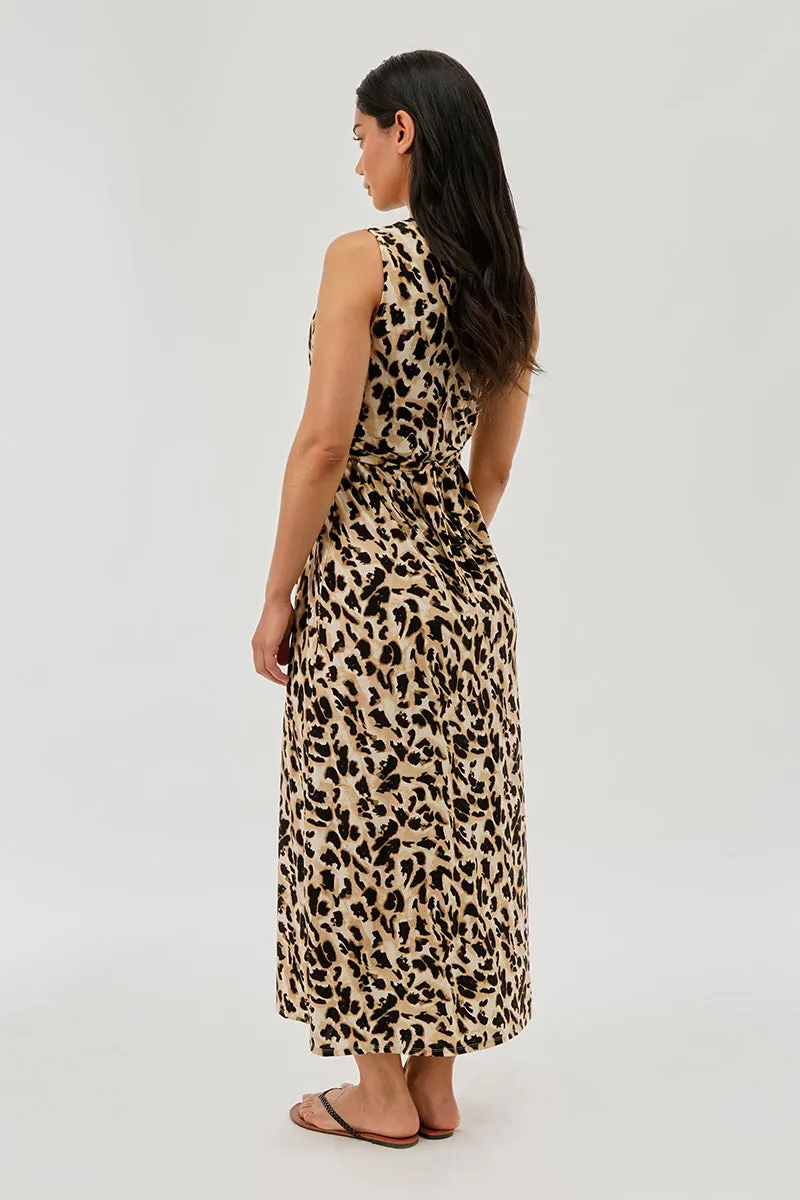 Beechers Brook Leopard Print V-Neck Maxi Dress - Beige sold by Fairweather product image thumbnail 3
