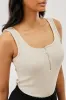 Costa Blanca Ribbed Quarter Zip Tank Top - Cream sold by Fairweather