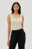 Costa Blanca Ribbed Quarter Zip Tank Top - Cream sold by Fairweather