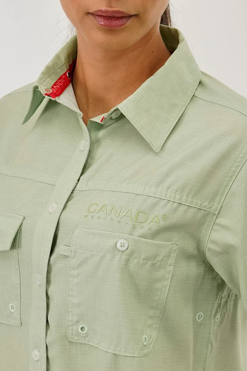 Canada Weather Gear Short Sleeve Button Up Utility Shirt - Green sold by Fairweather product image thumbnail 4