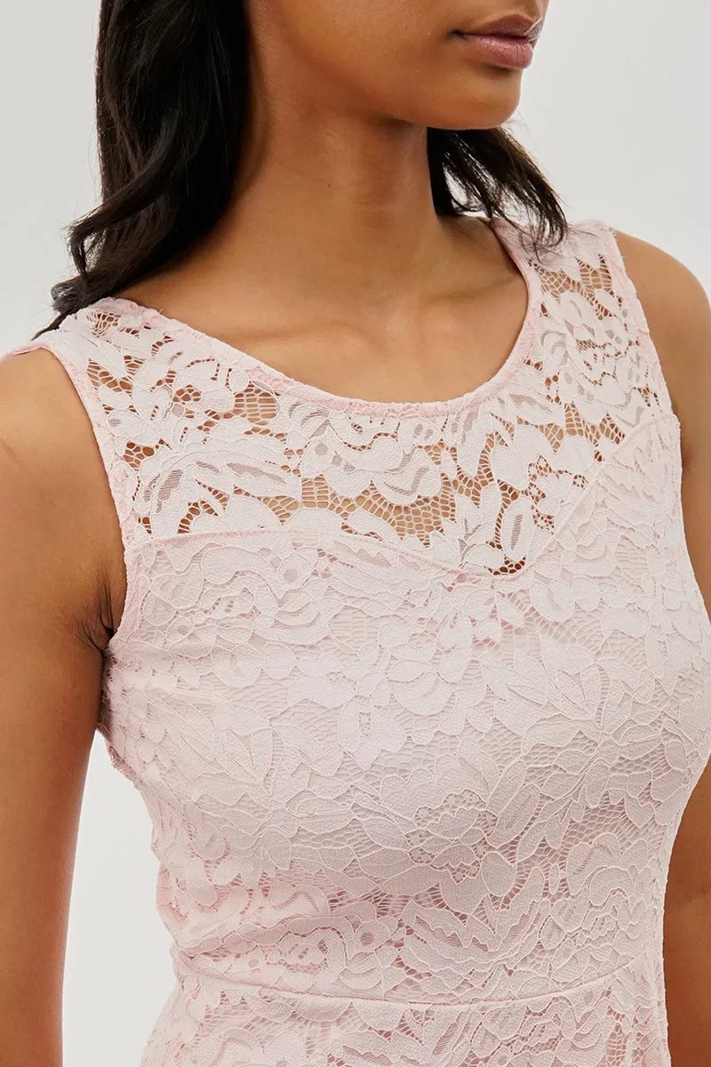 Costa Blanca Floral Lace Sleeveless Cocktail Dress - Pink sold by Fairweather product image thumbnail 4