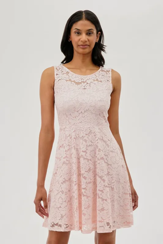 Costa Blanca Floral Lace Sleeveless Cocktail Dress - Pink sold by Fairweather