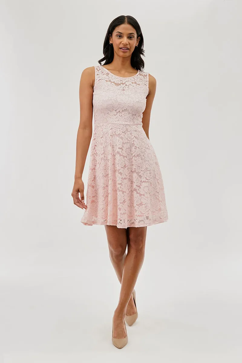Costa Blanca Floral Lace Sleeveless Cocktail Dress - Pink sold by Fairweather product image thumbnail 5