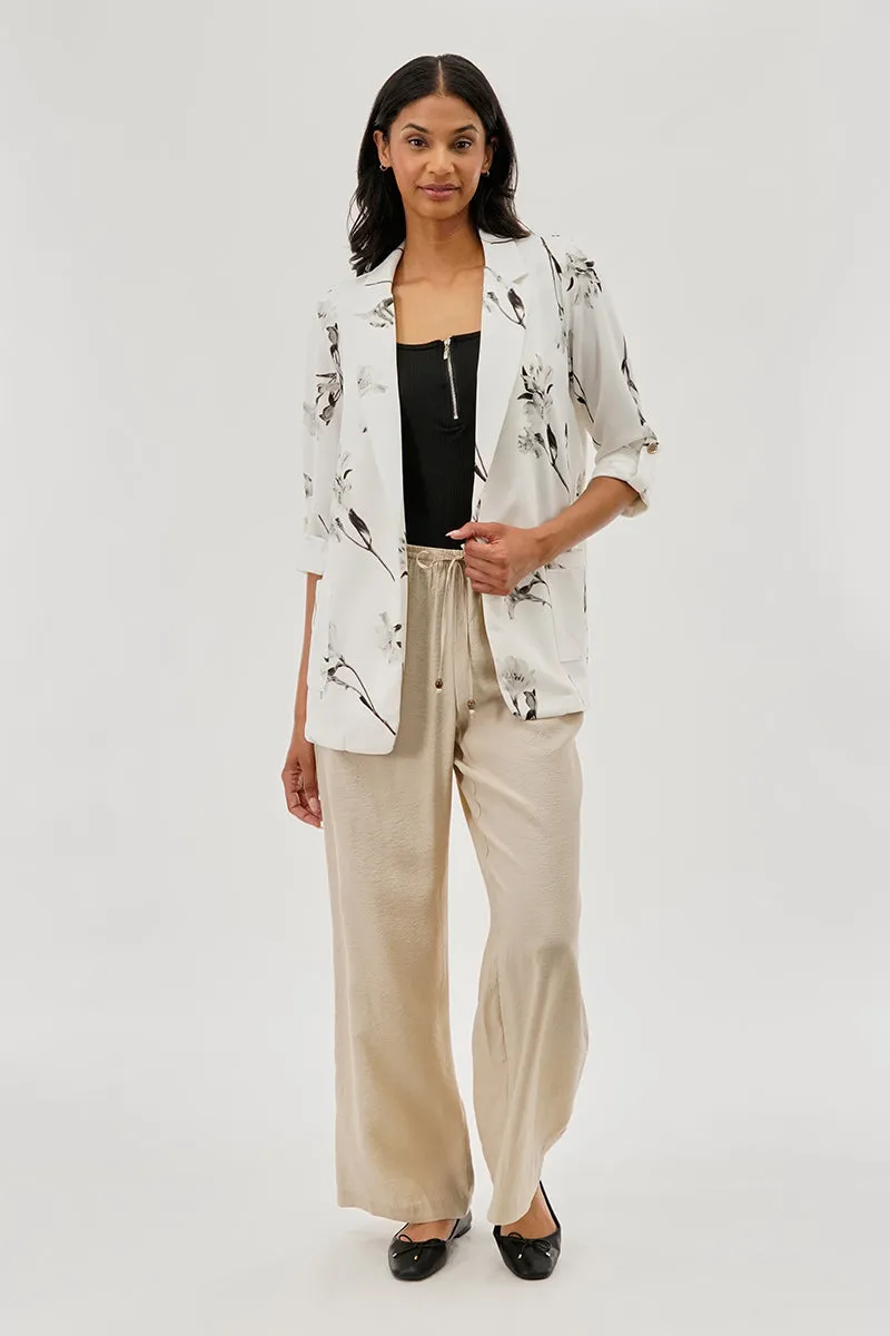 Costa Blanca Floral Roll Up Sleeve Open Blazer - White sold by Fairweather product image thumbnail 5
