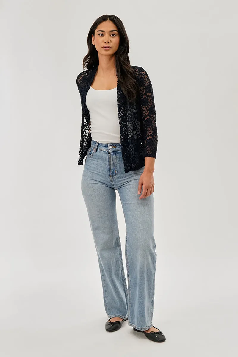 Costa Blanca Floral Lace Shrug Cardigan - Navy sold by Fairweather product image thumbnail 5