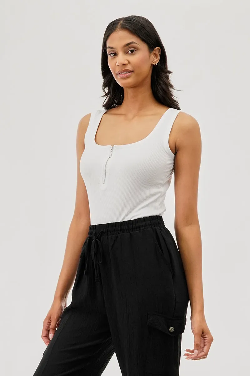 Costa Blanca Ribbed Quarter Zip Tank Top - White sold by Fairweather product image thumbnail 2