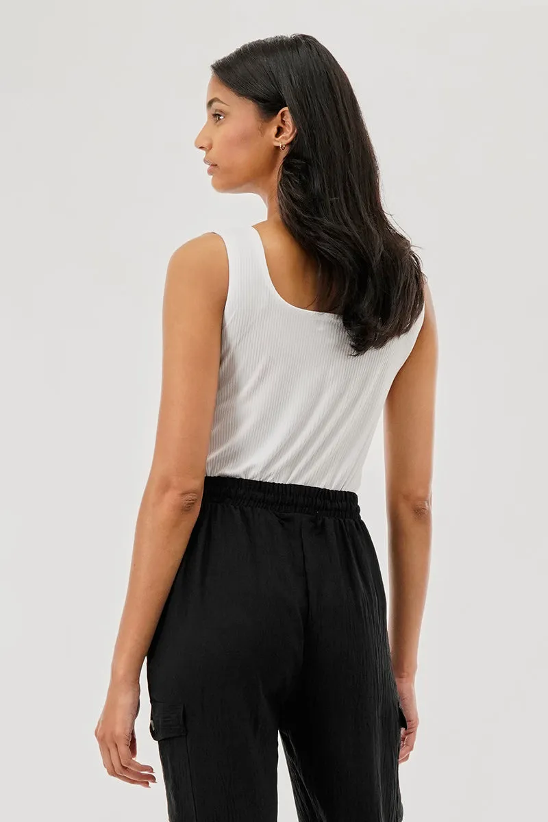 Costa Blanca Ribbed Quarter Zip Tank Top - White sold by Fairweather product image thumbnail 3