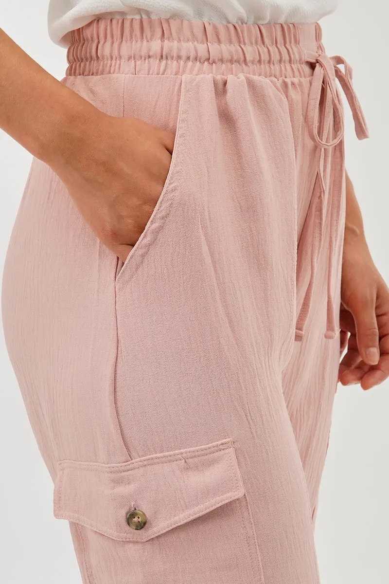 Stylexchange Vintage Drawstring Cargo Pants - Pink sold by Fairweather product image thumbnail 4