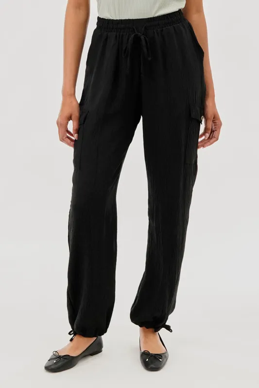 Stylexchange Vintage Drawstring Cargo Pants - Black sold by Fairweather