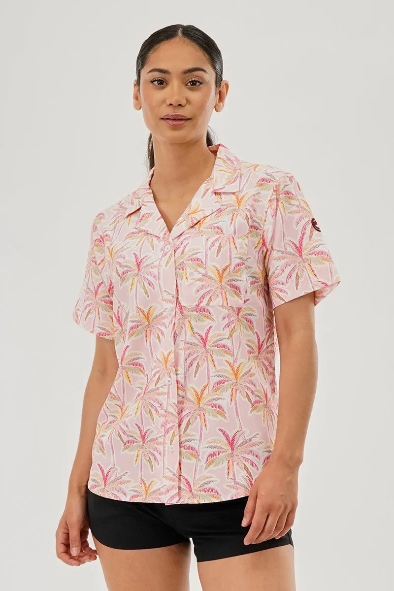 Canada Weather Gear Printed Short Sleeve Button Up Shirt - Pink sold by Fairweather