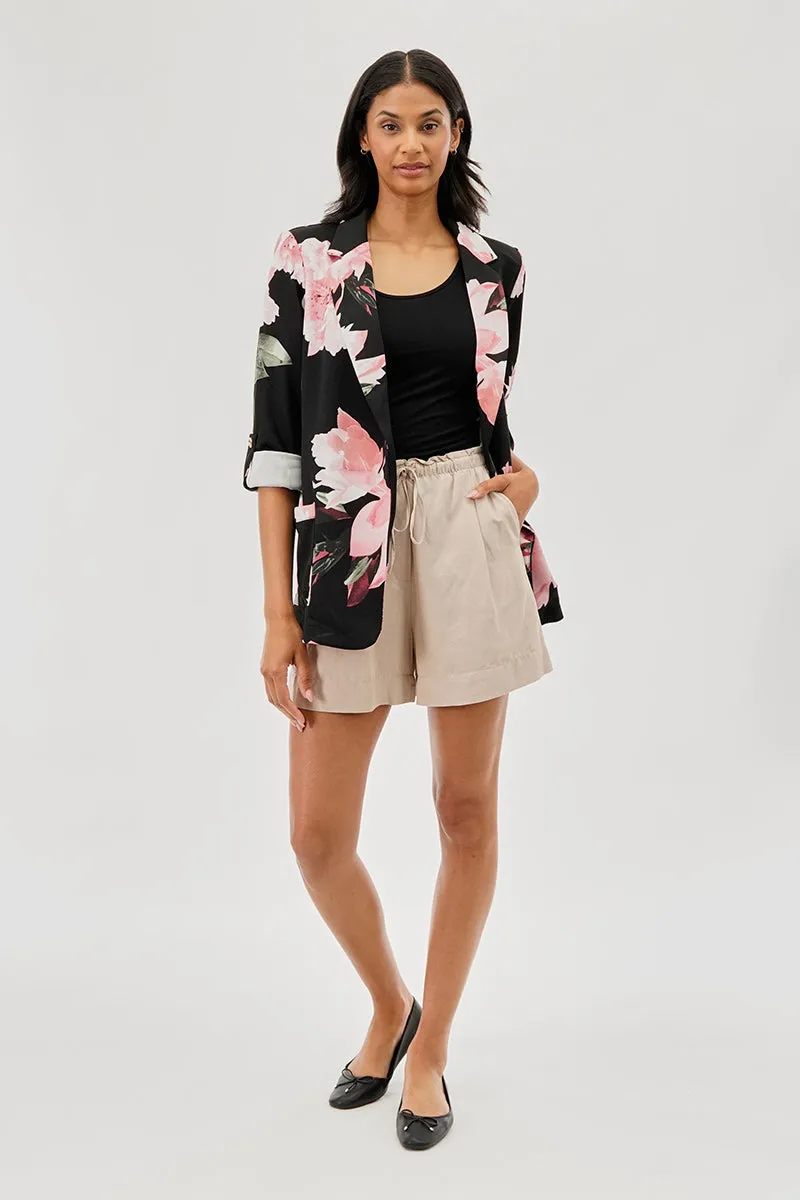 Costa Blanca Floral Roll Up Sleeve Open Blazer - Black sold by Fairweather product image thumbnail 5