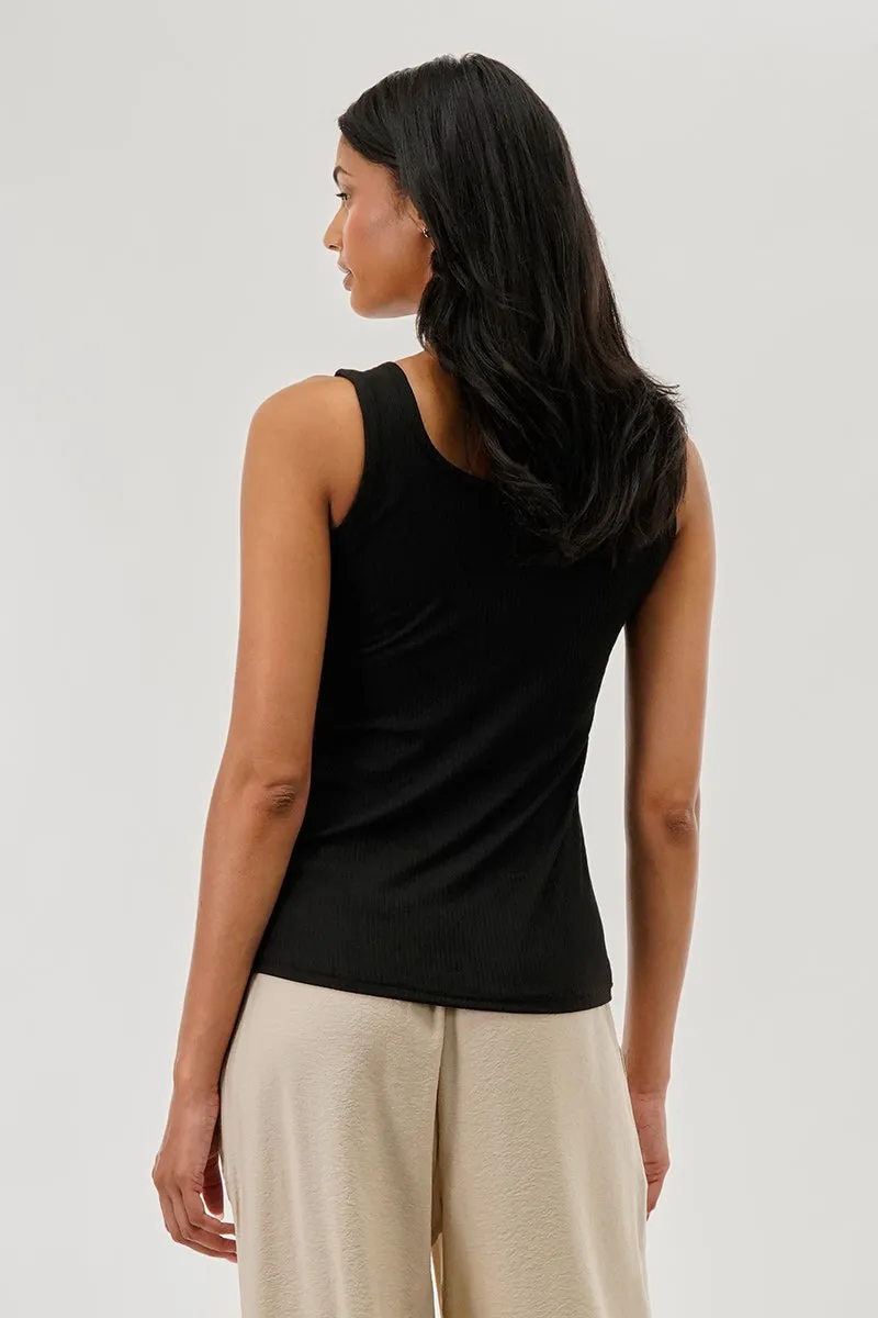 Costa Blanca Ribbed Quarter Zip Tank Top - Black sold by Fairweather product image thumbnail 3