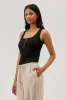 Costa Blanca Ribbed Quarter Zip Tank Top - Black sold by Fairweather
