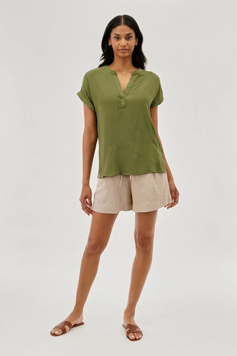 Stylexchange Vintage V-Neck Short Sleeve Blouse - Olive sold by Fairweather product image thumbnail 5