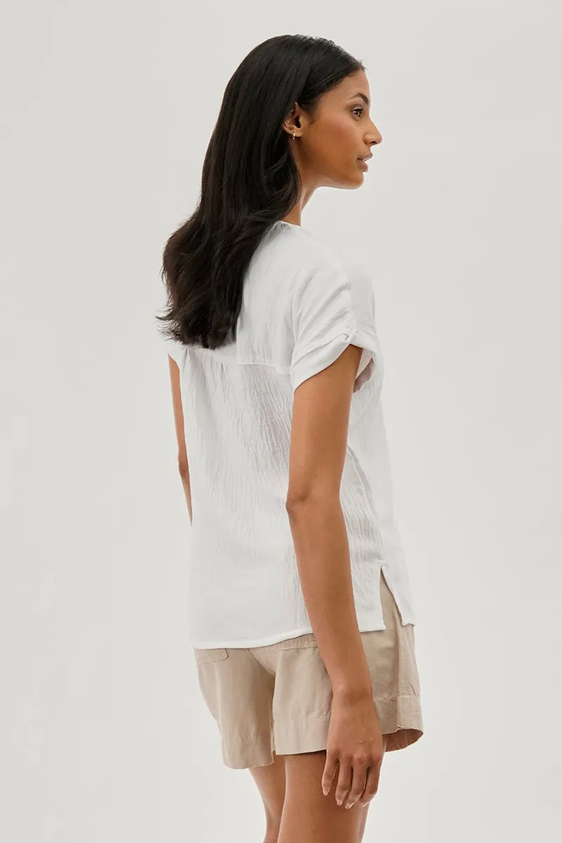 Vintage V-Neck Short Sleeve Blouse - White sold by Fairweather product image thumbnail 3