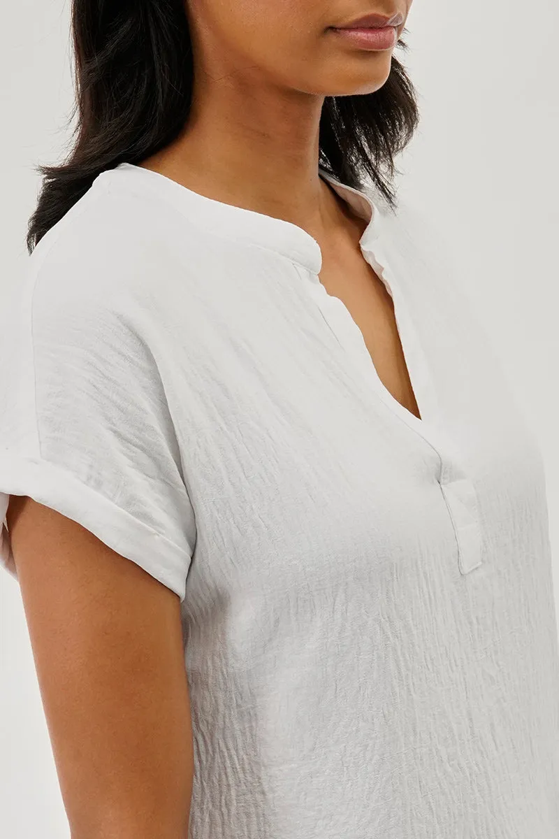 Vintage V-Neck Short Sleeve Blouse - White sold by Fairweather product image thumbnail 4