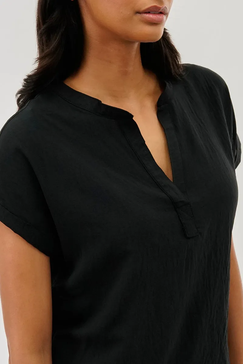 Stylexchange Vintage V-Neck Short Sleeve Blouse - Black sold by Fairweather product image thumbnail 4
