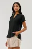 Stylexchange Vintage V-Neck Short Sleeve Blouse - Black sold by Fairweather