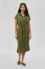 Stylexchange Vintage Belted Button Up Midi Dress - Olive sold by Fairweather