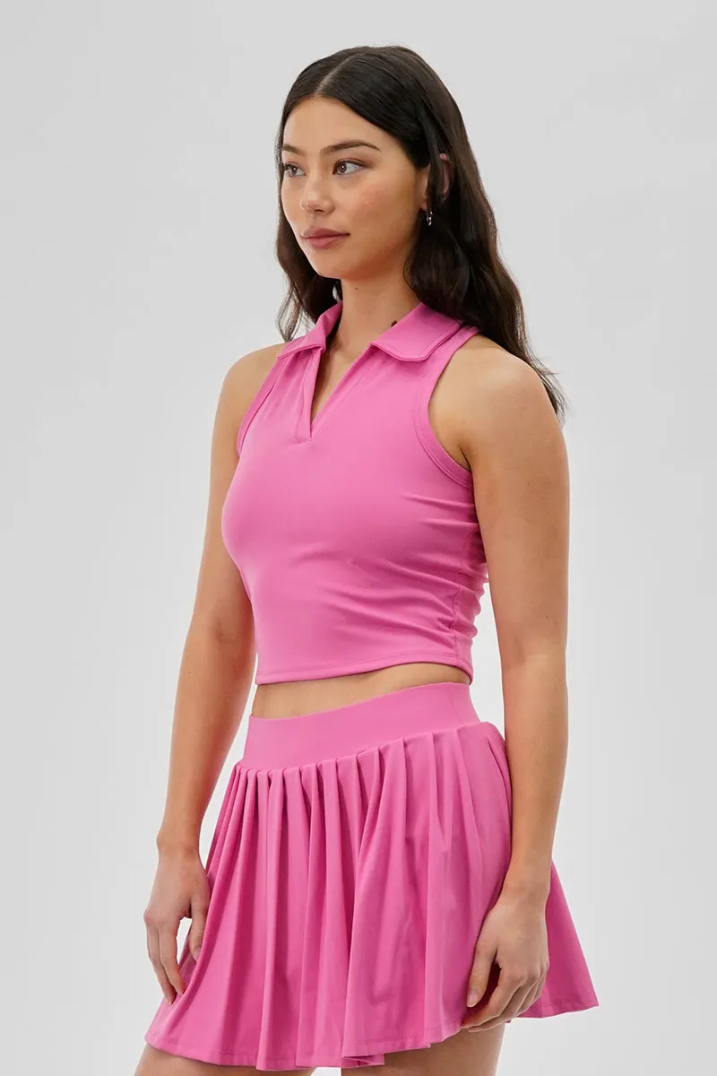 Body Instinct Cropped V-Neck Tennis Tank Top - Pink sold by Fairweather product image thumbnail 2