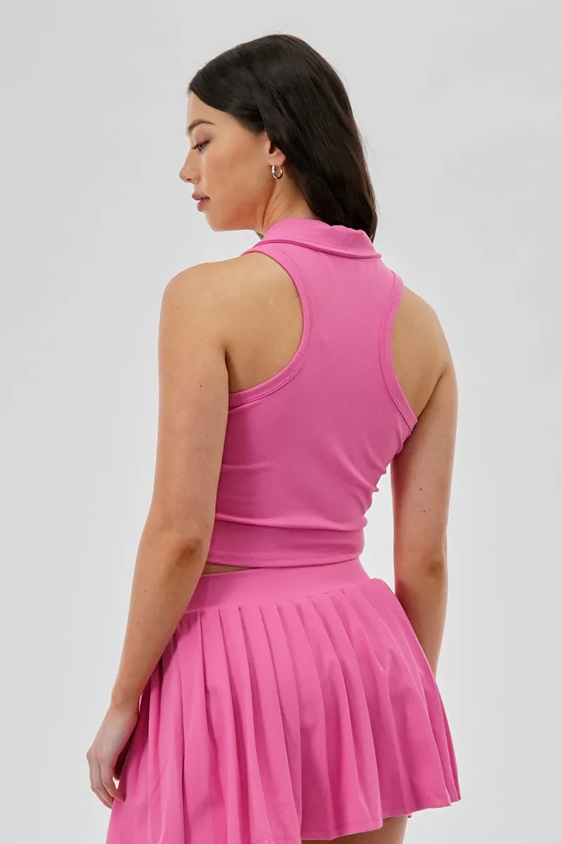 Body Instinct Cropped V-Neck Tennis Tank Top - Pink sold by Fairweather product image thumbnail 3