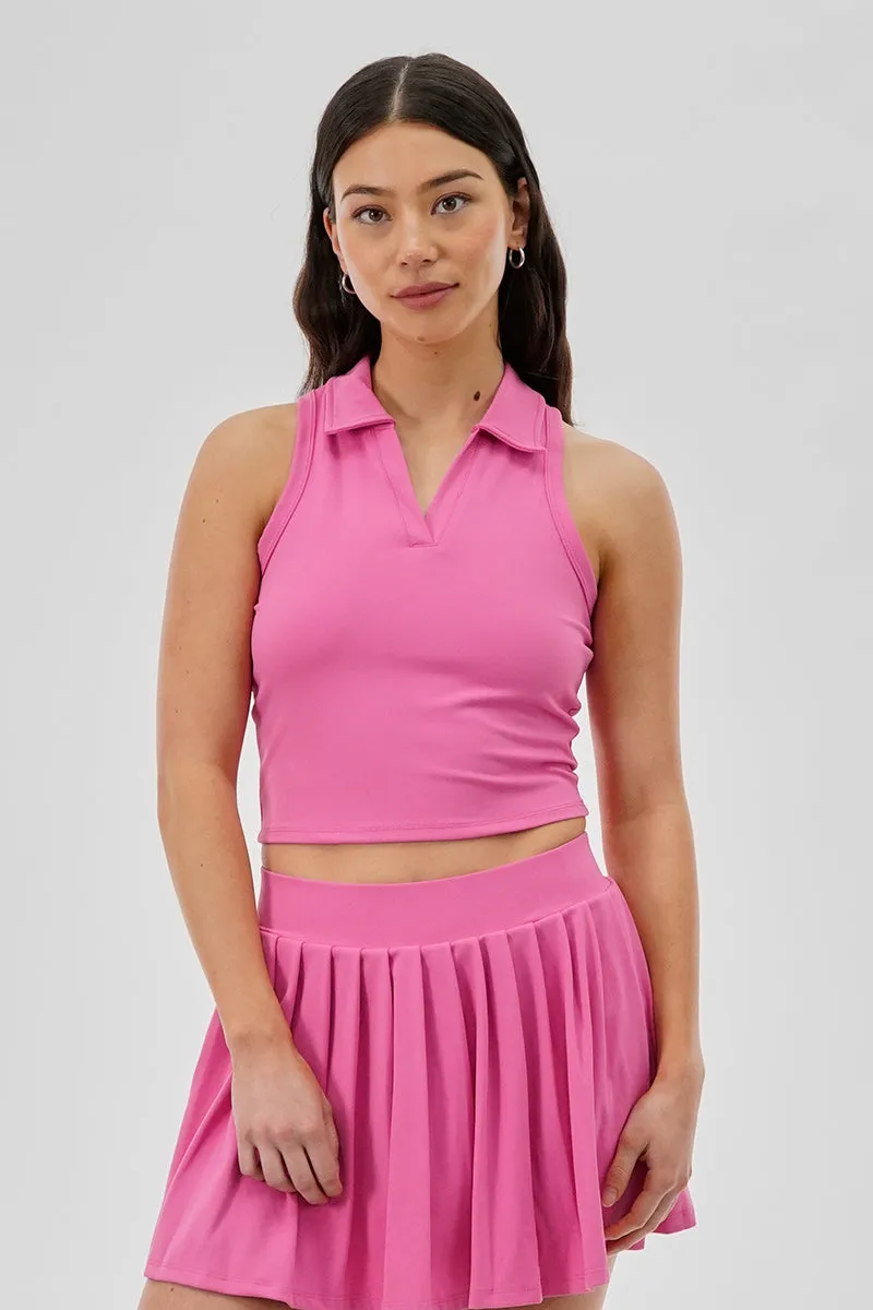 Body Instinct Cropped V-Neck Tennis Tank Top - Pink sold by Fairweather
