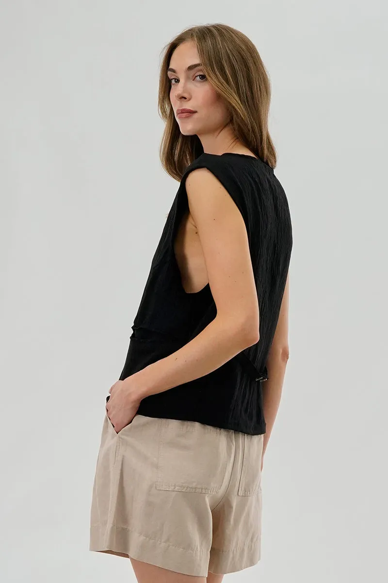 Stylexchange Vintage Button Up Sleeveless Shirt - Black sold by Fairweather product image thumbnail 3