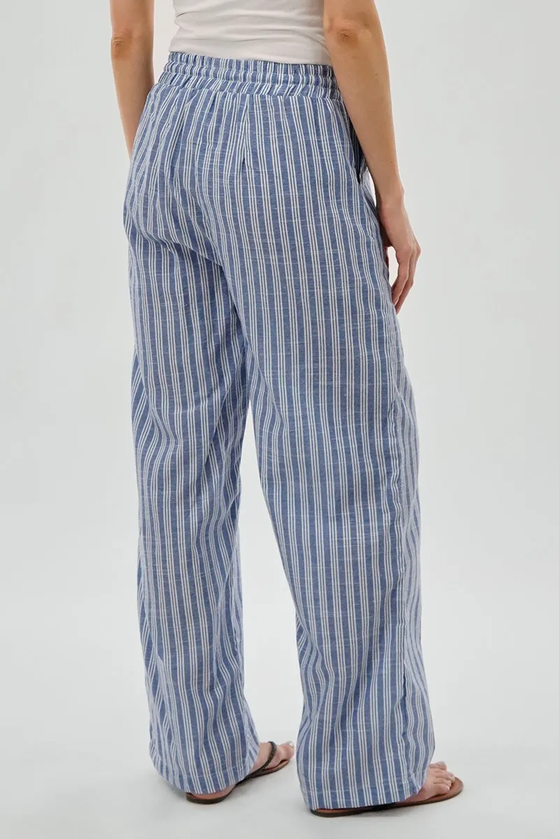 Beechers Brook Striped Drawstring Wide Leg Pants - Blue sold by Fairweather product image thumbnail 3