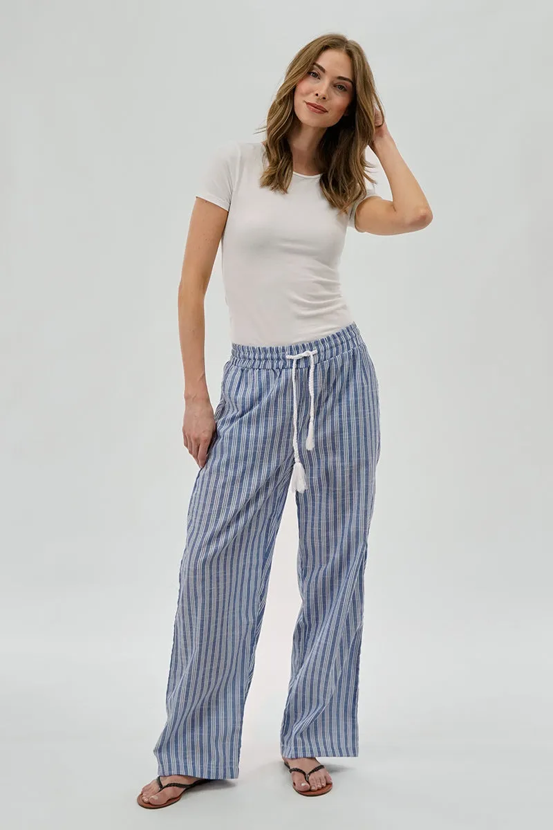 Beechers Brook Striped Drawstring Wide Leg Pants - Blue sold by Fairweather product image thumbnail 5