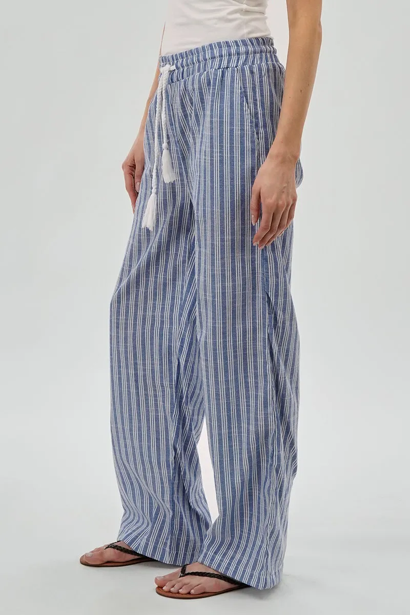 Beechers Brook Striped Drawstring Wide Leg Pants - Blue sold by Fairweather product image thumbnail 2