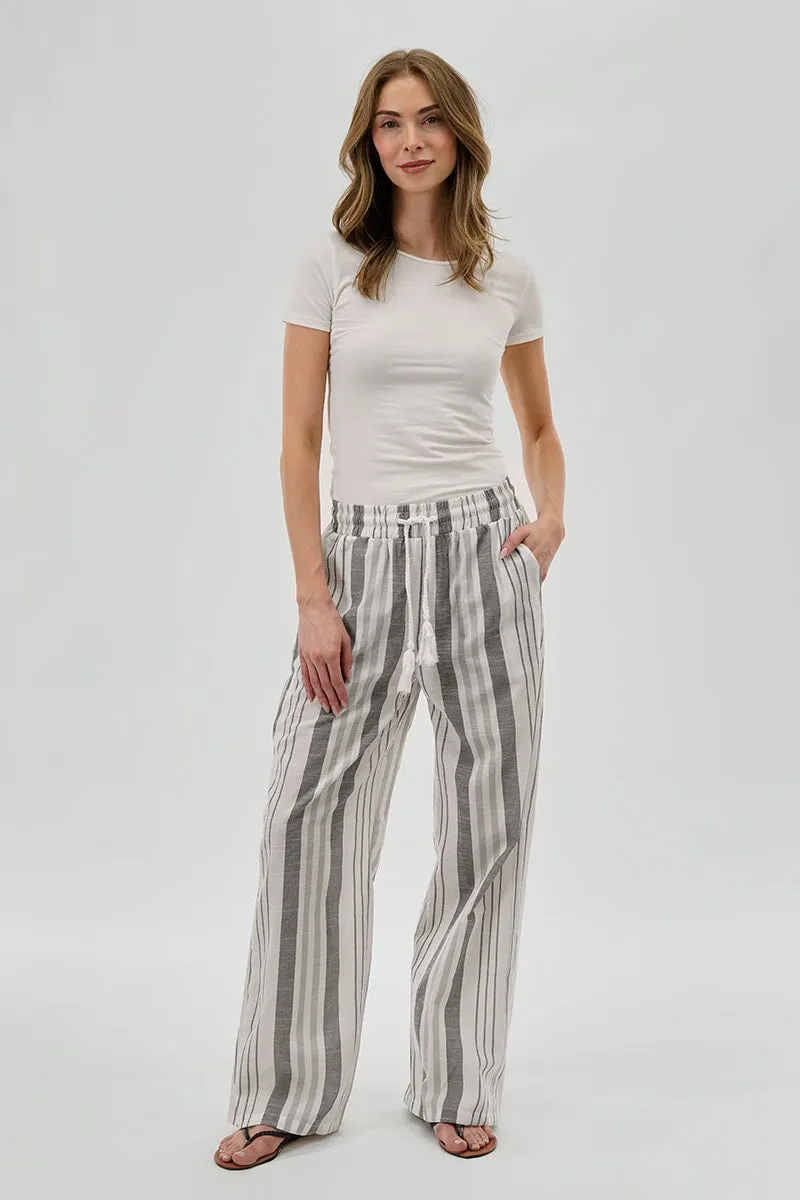 Beechers Brook Striped Drawstring Wide Leg Pants - Grey sold by Fairweather product image thumbnail 5