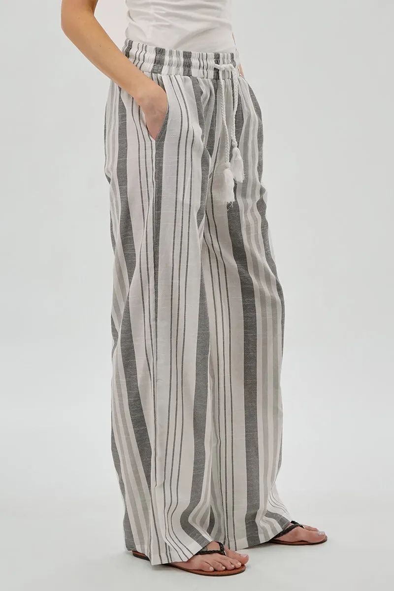 Beechers Brook Striped Drawstring Wide Leg Pants - Grey sold by Fairweather product image thumbnail 2