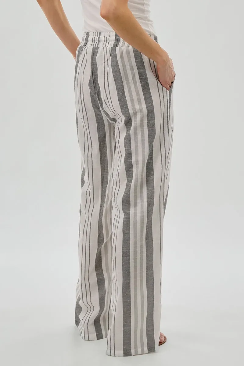 Beechers Brook Striped Drawstring Wide Leg Pants - Grey sold by Fairweather product image thumbnail 3