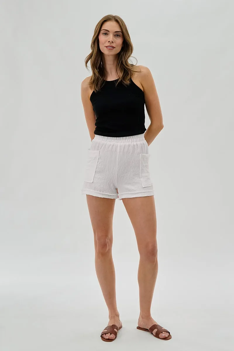 Stylexchange Vintage Textured Elastic Waist Shorts - White sold by Fairweather product image thumbnail 5