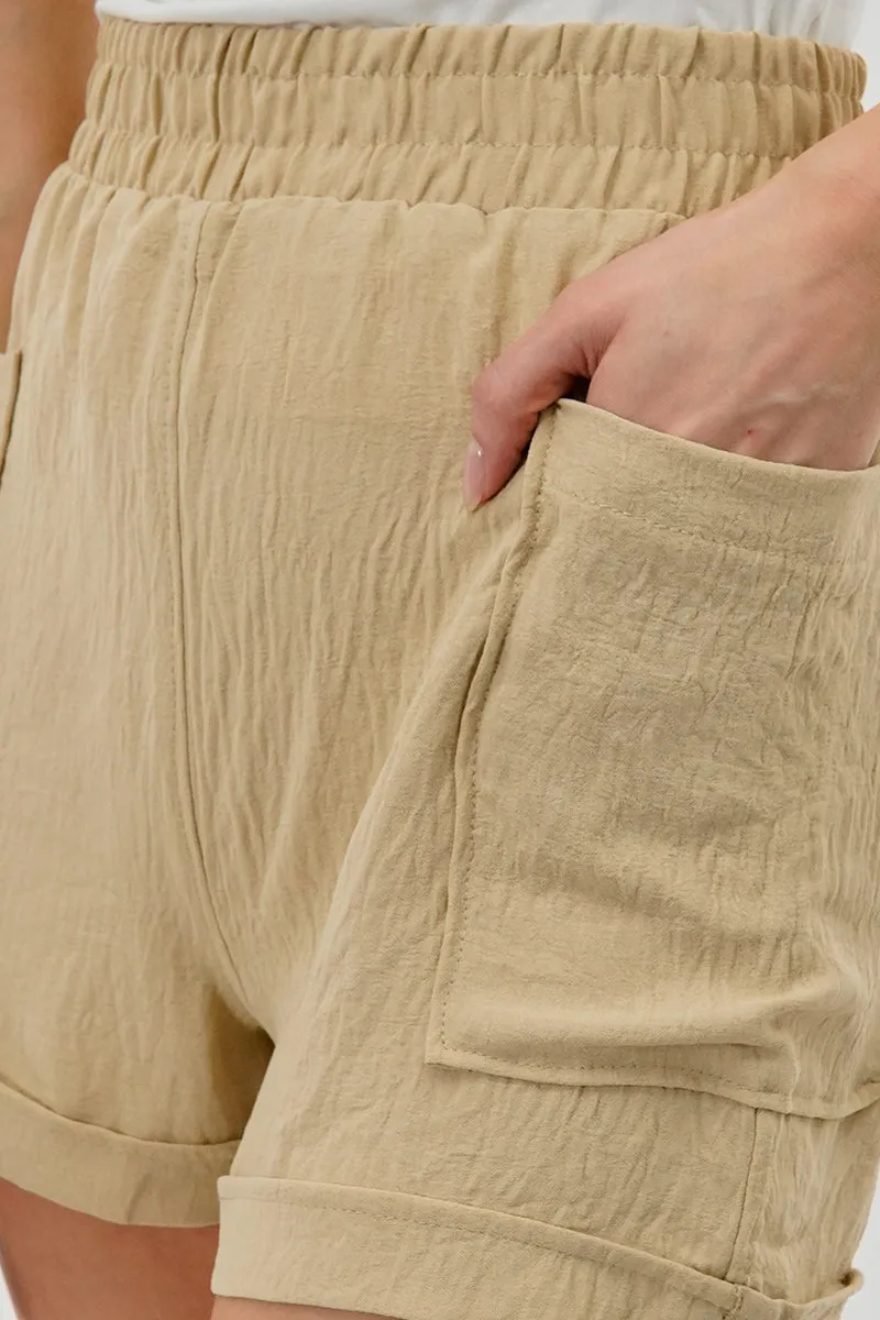 Stylexchange Vintage Textured Elastic Waist Shorts - Beige sold by Fairweather product image thumbnail 4