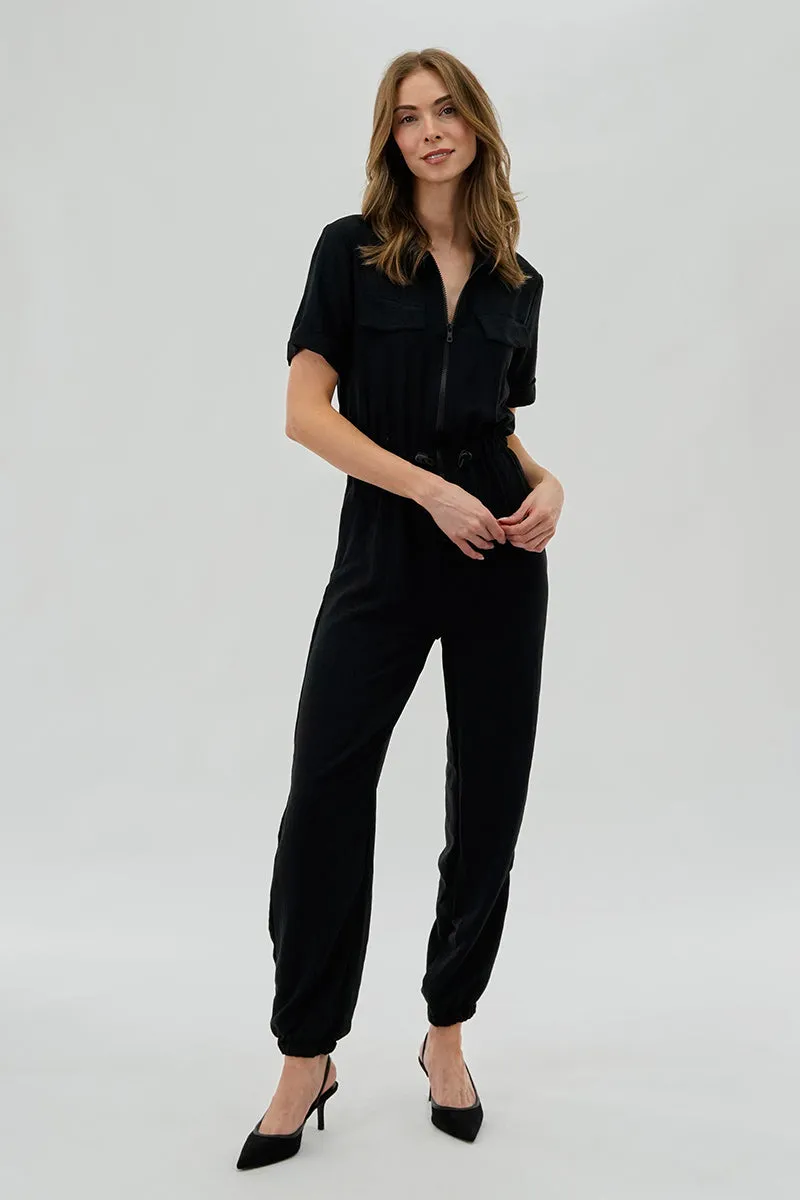 Stylexchange Vintage Zip Up Drawstring Waist Jumpsuit - Black sold by Fairweather product image thumbnail 5