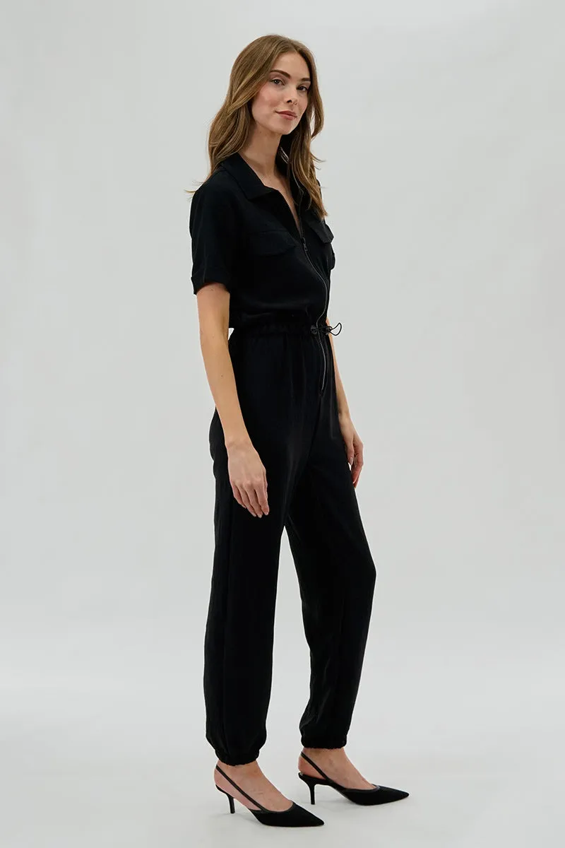 Stylexchange Vintage Zip Up Drawstring Waist Jumpsuit - Black sold by Fairweather product image thumbnail 2