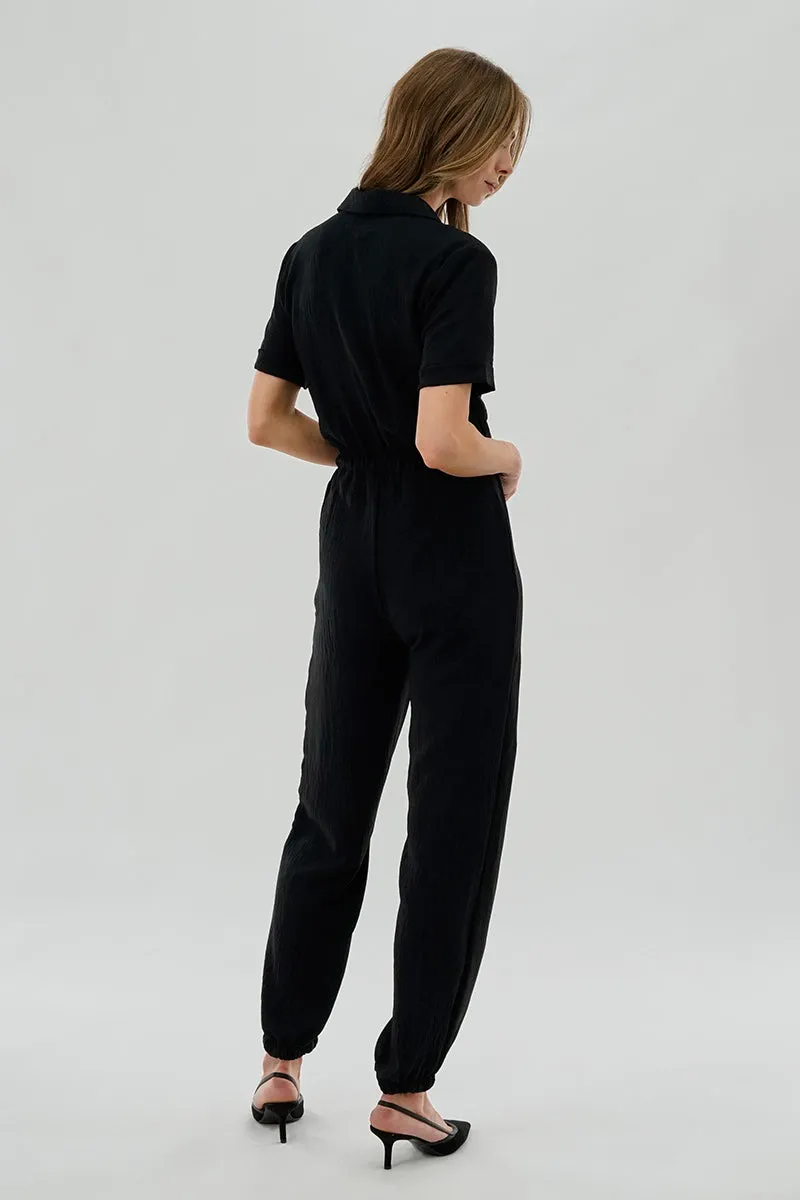 Stylexchange Vintage Zip Up Drawstring Waist Jumpsuit - Black sold by Fairweather product image thumbnail 3