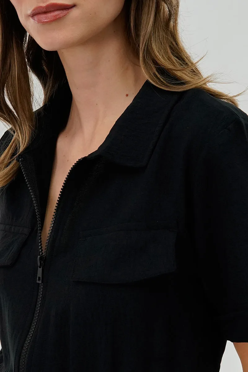 Stylexchange Vintage Zip Up Drawstring Waist Jumpsuit - Black sold by Fairweather product image thumbnail 4