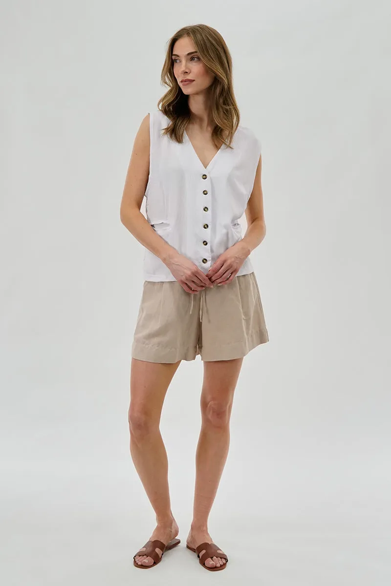 Stylexchange Vintage Button Up Sleeveless Shirt - White sold by Fairweather product image thumbnail 5