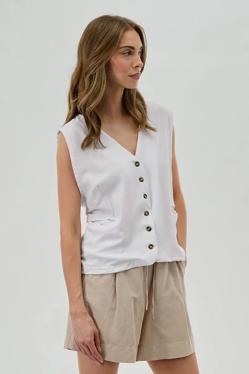 Stylexchange Vintage Button Up Sleeveless Shirt - White sold by Fairweather product image thumbnail 2