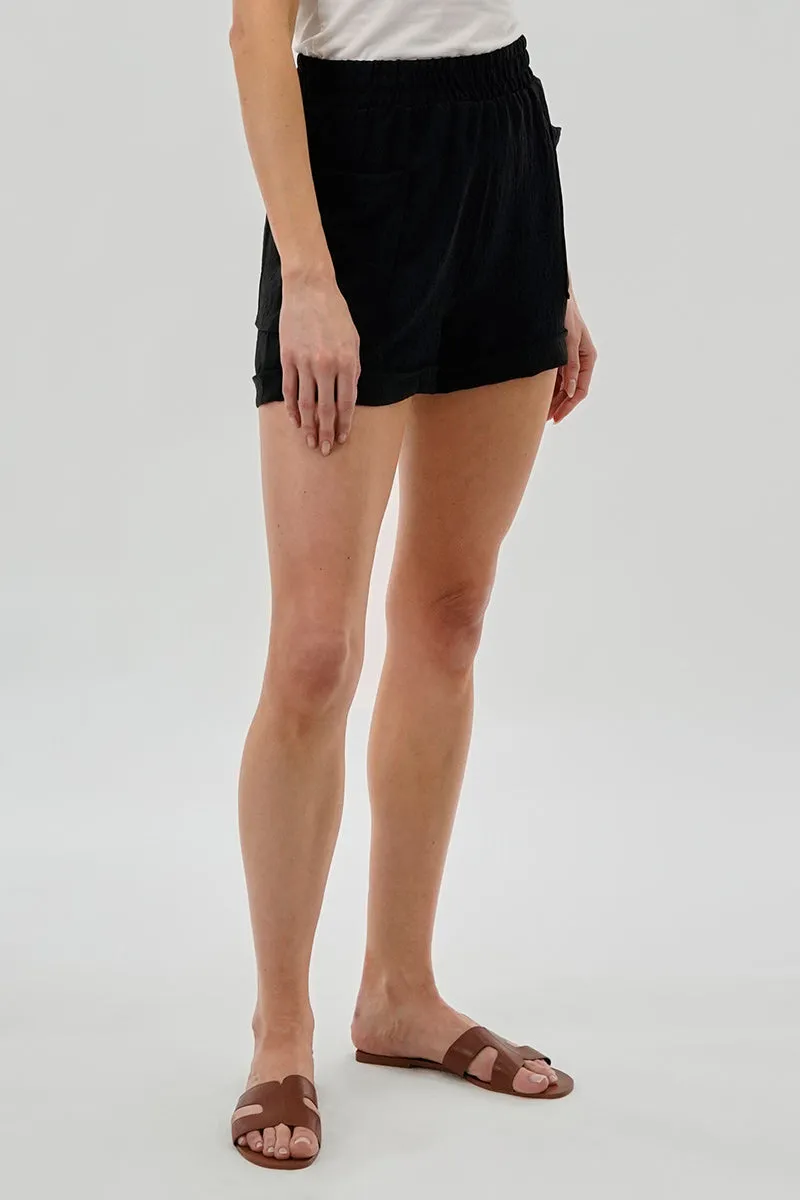 Stylexchange Vintage Textured Elastic Waist Shorts - Black sold by Fairweather product image thumbnail 2