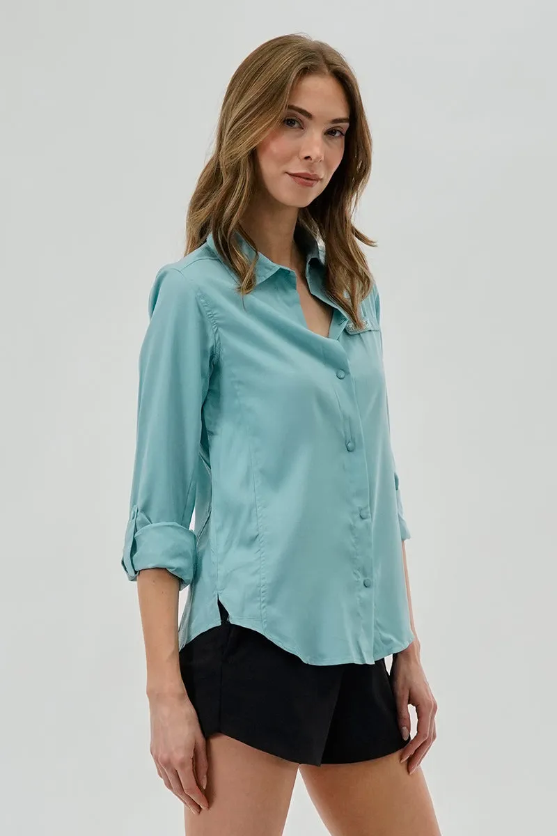 Canada Weather Gear Button Up Collared Shirt - Aqua sold by Fairweather product image thumbnail 2